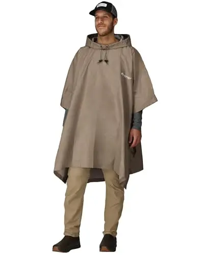 FROGG TOGGS ultralight poncho showing compact stuff sack and unfolded view
