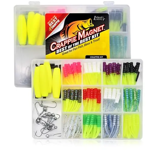 Crappie Magnet fishing lure kit with assorted colors and accessories