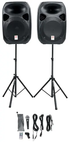 Rockville RPG122K 12-inch powered DJ speakers with Bluetooth and included stands