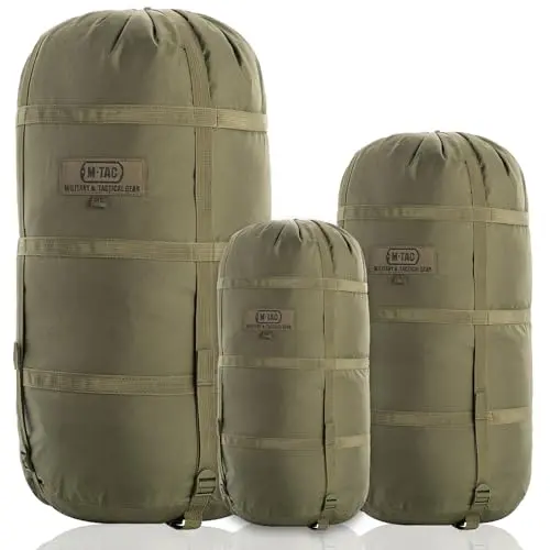 M-Tac olive green compression stuff sack with compression straps