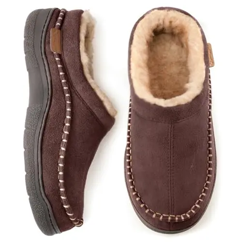 Zigzagger men's moccasin slippers with memory foam