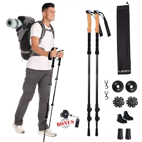Laniti Nordic walking sticks with shock-absorbing features