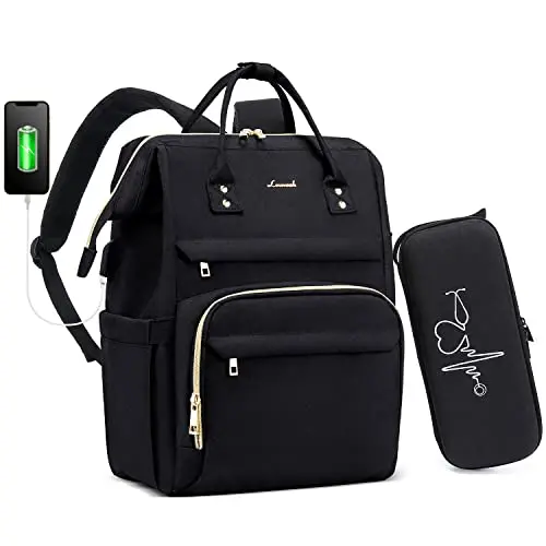 LOVEVOOK nurse backpack with stethoscope case in black