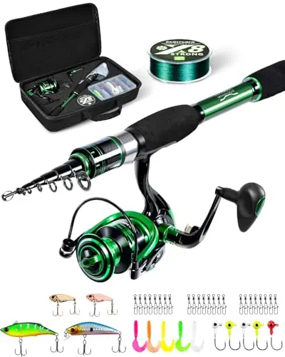 Ghosthorn telescoping fishing rod and reel combo with upgraded drag system