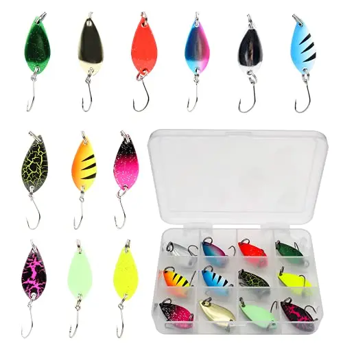 FREGITO fishing spoons with luminous coating and single hooks