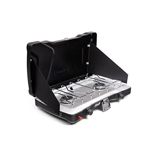 Coleman Triton+ 2-burner propane camping stove with wind guards