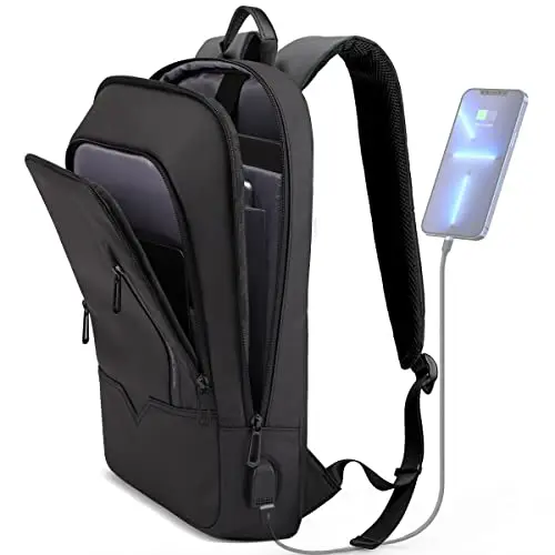 hk slim business backpack with USB charging port