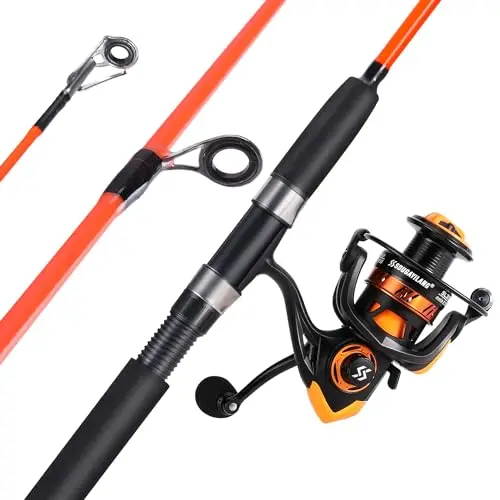 Sougayilang catfish spinning rod and reel combo in orange with 5.9ft rod