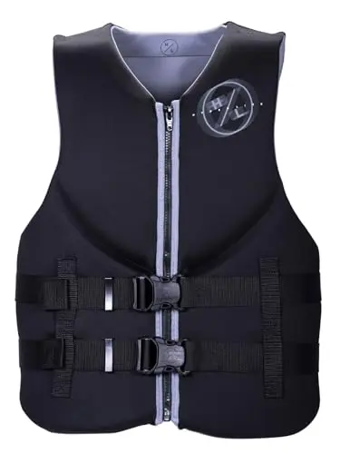 HyperLite men's indy life jacket in black and blue colors