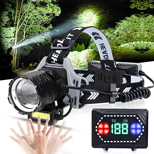 Bud K rechargeable headlamp with digital display and adjustable focus