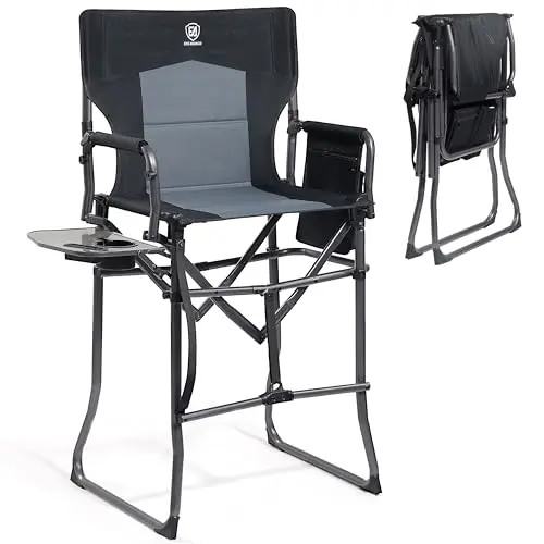 EVER ADVANCED tall camping chair with side table and high seat