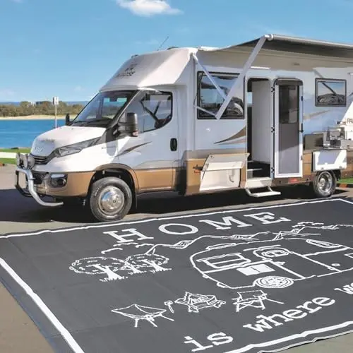 FACOYANS RV outdoor rug with thicker construction for enhanced durability