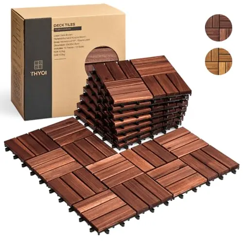 THYOI acacia wood interlocking deck tiles for outdoor patios