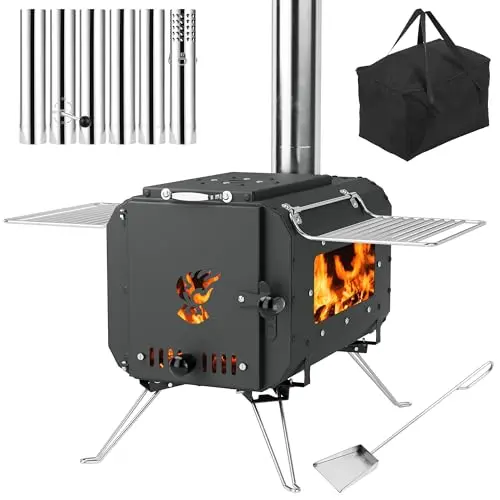 Gaomon carbon steel tent stove with adjustable lid for cooking