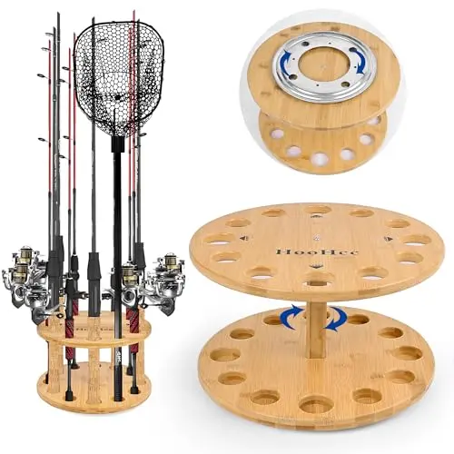 NBINGB bamboo fishing rod holder storage organizer