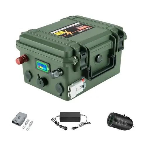 GuaiGLong 12V 100Ah lithium battery with multiple connection ports for marine use