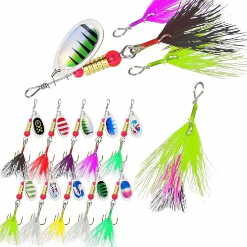 Aboda Rooster Tail fishing lures with interchangeable feather tails