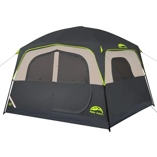 Happy Travel 6-person black camping tent with rainfly