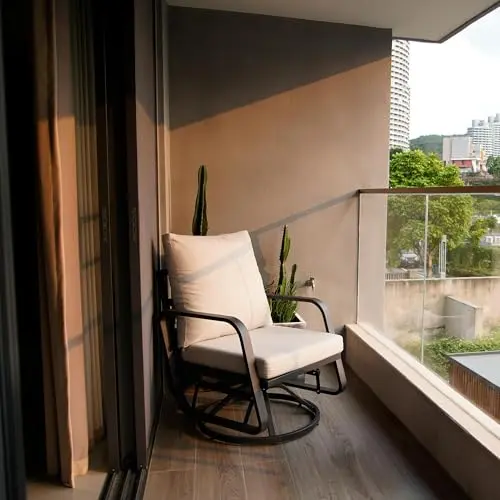 Outlux gray swivel rocking chair with aluminum frame and waterproof cushions