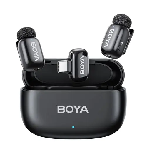 BOYA mini wireless lavalier microphone with charging case