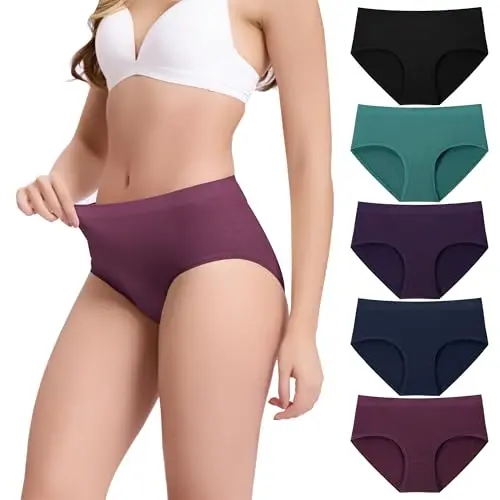 BAMBOO COOL mid waisted women's hiking brief underwear showing seamless sides