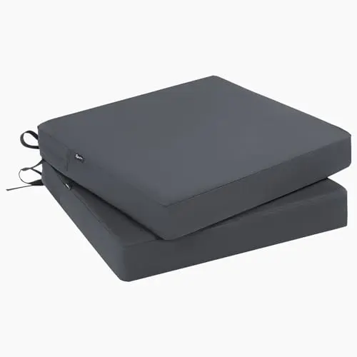 Topotdor dark gray outdoor chair cushions with square corners