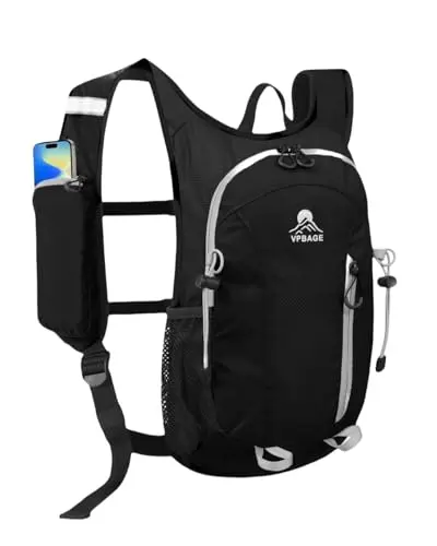 VPBAGE hiking backpack with front phone holder and tool loops