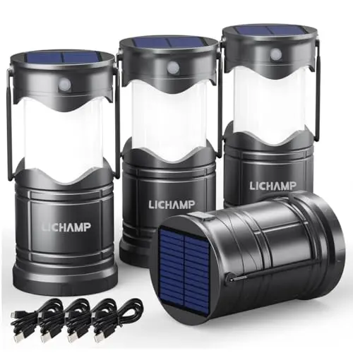 Lichamp 4-pack of solar camping lanterns with multiple light modes