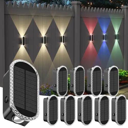 HERZILA solar-powered fence lights with color-changing options in black finish