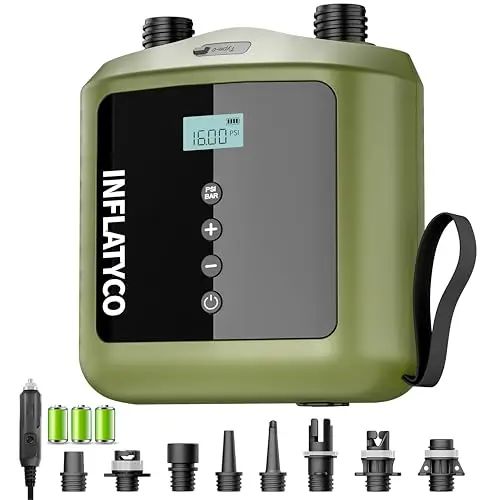 INFLATYCO olive green portable electric SUP pump with carry case