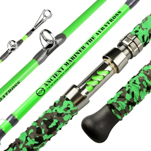 ANCIENT MARINER Albatross catfish rod in green with glow-in-dark feature