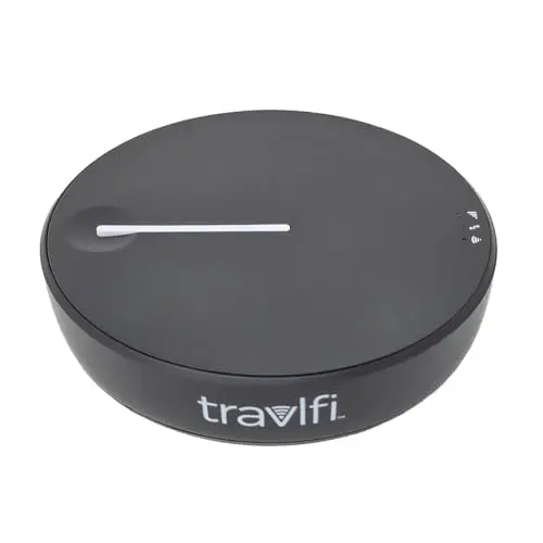 TravlFi JourneyGo LTE WiFi hotspot designed for RVs and camping