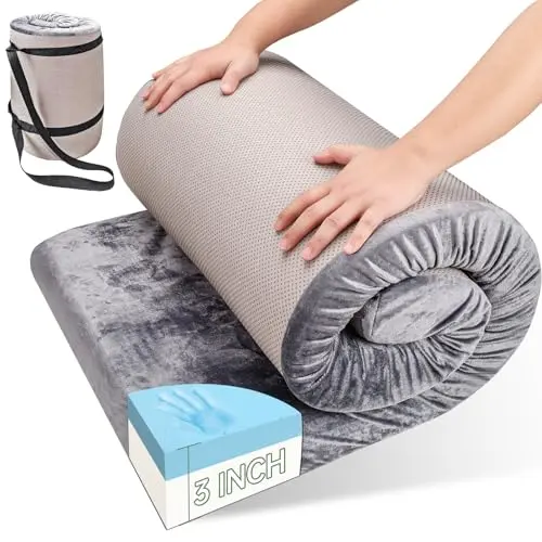 PANDOROOM memory foam camping mattress pad with waterproof bottom