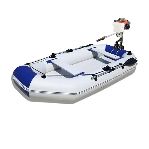 CUKUSIN inflatable boat with outboard motor on river